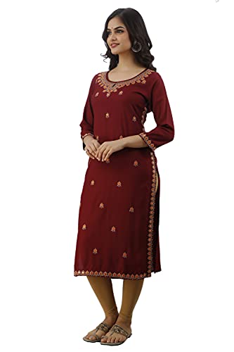 Image of Women's Rayon Heavy Embroidery Work Straight Kurta