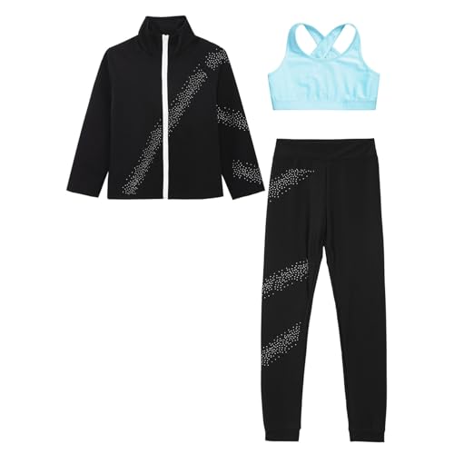 Big Girl's Active Set Gymnastic Workout Crop Tops with Athletic Leggings Tracksuit Dance Outfit Activewear3