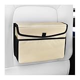 Osilly Car Trash Can, Waterproof Collapsible Vehicle Hanging Garbage Bag, Magnetic Multipurpose Auto Dustbin Storage Organizer Container Accessories, Universal for SUV, Sedan, Truck (Beige Yellow)