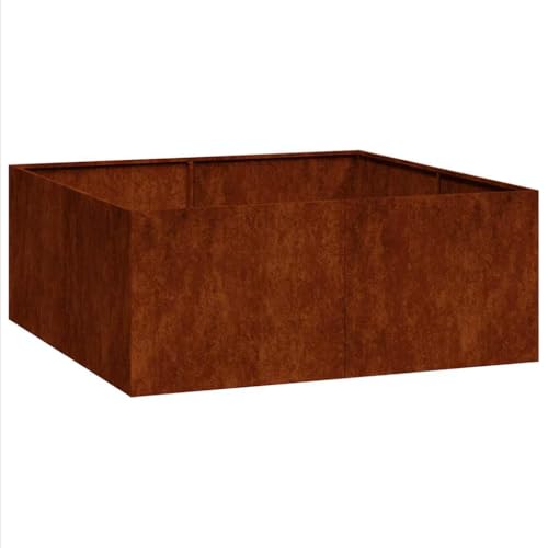 vidaXL Pflanzkübel Rostig 100x100x40 cm Wetterfester Stahl, Pflanztopf, Pflanzenständer, Hochbeet, Pflanzgefäßständer, Pflanzentablett, Gartenpflanzer