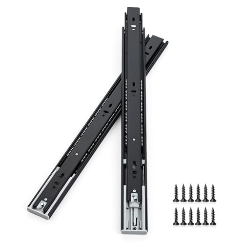 18 Inch Full Extension Drawer Slides, Heavy Duty Side Mount, 5 Pairs, Black