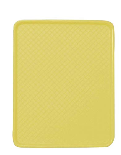 Image of Durable Multi-Use Serving Plastic Tray 14x11 Rectangular Unbreakable Serving Trays for Kitchen (Yellow)