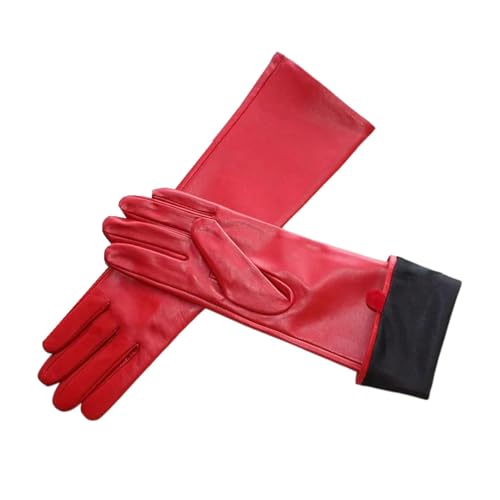 Guantes largos de piel de oveja premium con suave forro de seda auténtica para mujer