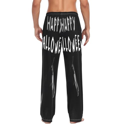 Qilmy Halloween Hors Men's Cotton Pajama Pants, Lightweight Lounge Sleepwear with Drawstring and Pocket3