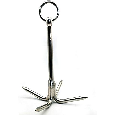 JY-MARINE 9" Heavy Duty Stainless Steel 316 Grappling Hook with 4-Claw Stainless Steel Climbing Hooks for Anchor Retrieving, Outdoor Hiking, Tree Limb Removal,Boat Anchor Cover