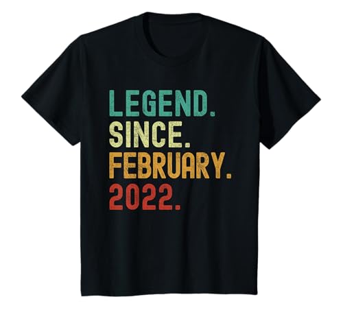 3 Years Old Legend Since February 2022 3rd Birthday Retro T-Shirt