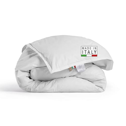 DREAMIN*101 - Piumone Matrimoniale Invernale in Piumino e Piume Certificato con Tessuto 100% Cotone Percalle - Trapunta Invernale Ipoallergenica e Traspirante, Piumino Matrimoniale Piuma d'Oca 250x205