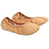 ifundom Zapatillas de Ballet sin Cordones para Niña Suela Blanda Antideslizante Material Transpirable Color Marrón Claro Talla 37 Ideales para Ballet Danza y Yoga