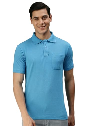 Image of Lux Cozi Men's T-Shirt with Chest Pocket | Polo T-Shirt for Man | Plain Casual Stylish | Half Sleeve| Cotton Blend Collar Polo T-Shirts for Men