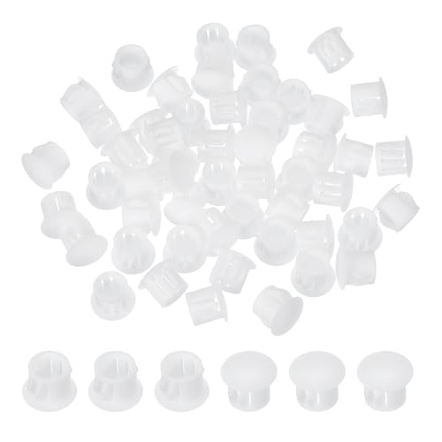 Image of PATIKIL 10 mm /3 /8 Plastic Hole Plugs, 80 Pack Flush Type Round Plug Snap in Hole Panel Tube Kitchen Cabinet Furniture Fencing Post Pipe Insert End Caps, White