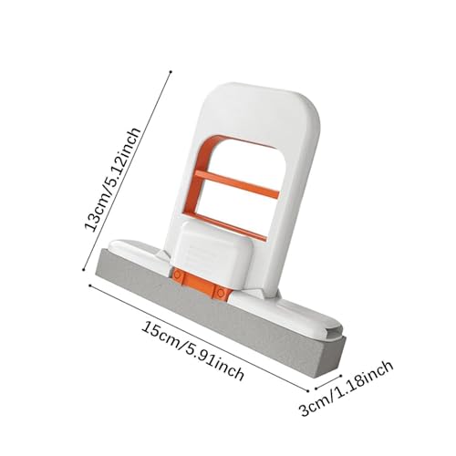 Image of Self Squeeze Mini Mop | Portable Sponge Head for Bathroom Mirrors, Glass, Countertops & Kitchen | Multipurpose Small for Home Cleaning Tools & Decor (White & Orange)