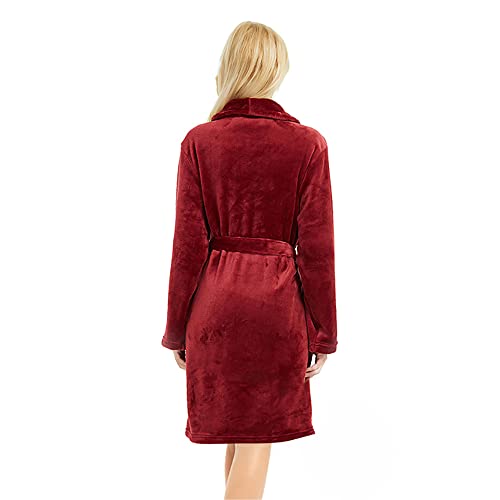 Image of U2SKIIN Women Fleece Robe, Short Cozy Plush Robes for Womens Soft Shawl Collar Warm Spa Bathrobe