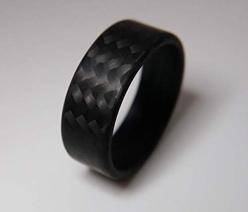 Men's Or Women's 100% Carbon Fiber Twill Matte Ring - Handcrafted -Lightweight - Black Band - Custom Band Widths #TOP5