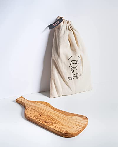 DARIDO Servierbrett aus natürlichem Olivenholz 42x20 cm - Käsebrett Holz -Handgemacht - Weihnachtsteller - Antipasti Tablett - Frühstücksbrettchen - Schneidebrett aus Holz Christmas Serving Tray Cover