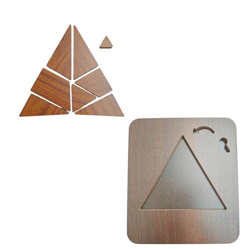 Image of Wooden Triangle Puzzle Board Game, Educational Brain Teaser for Kids and Adults