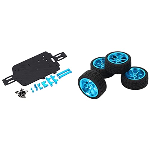 Llantas de aleación de 4pcs y neumáticos RC RUELAS DE COCHES CON PIEZAS DE CHASIS DE ACTUALIZACIÓN for WLTOYS A959 A979 A959B A979B 1/18 RC Coche Accesorios de piezas de repuesto de actualización Cover