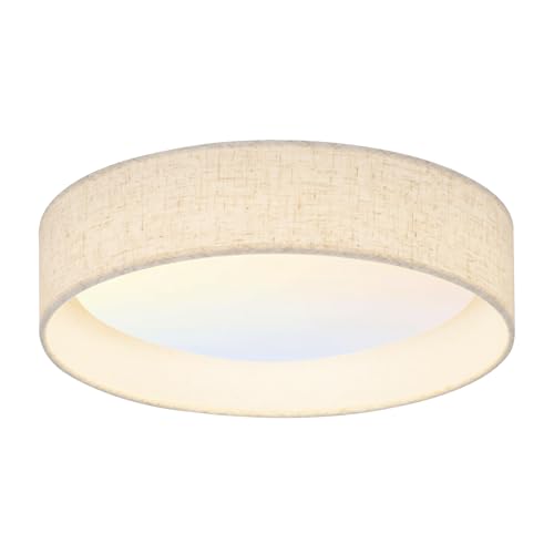 HILUXIA Modern Linen LED 13 Inch Ceiling Light Fixture with