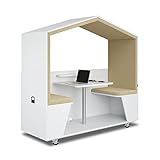NOOK Air, Quiet Meeting and Work Pod, Portable, Acoustic Panels, Table, Two Benches, Lockable Casters, Storage Space, Versatile, 1-Year Warranty, (77” H x 79” W x 30” D) - White…
