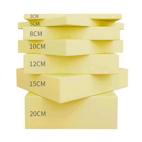 Plancha de Espuma Poliuretano, Relleno Cojines, Amarilla Espuma de Repuesto para Accesorios del Hogar, Utilizado para Cabeceros, Bricolaje, Sofá, Sillón, Otomanos (Espesor 5-55x55cm)