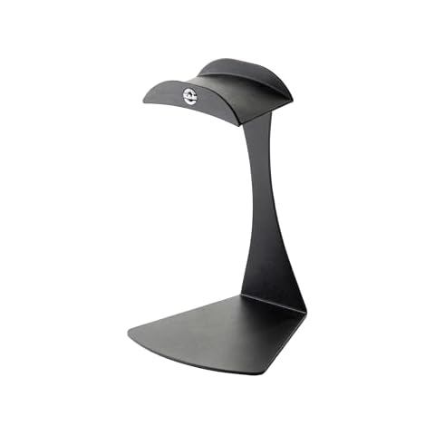 K&M Konig & Meyer 16075.000.56 Headphone Table Free-Standing Holder | Protective Rubber Padded Arm | Slip-Resistant Base | Black Structured Surface | Steel Design | Headset Accessory | German Made Cover