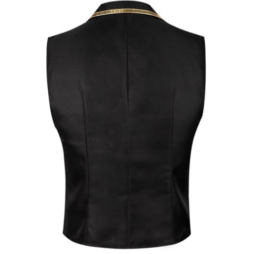 Juejuezi Mens Victorian Suit Single Breasted Vest Renaissance Gothic Waistcoat Golden Big Lape2
