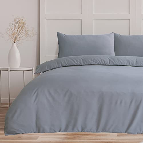 Bronwen Mathews Grey Super King Size Duvet Set, Soft Microfibre Quilt Cover with 2 Pillowcases