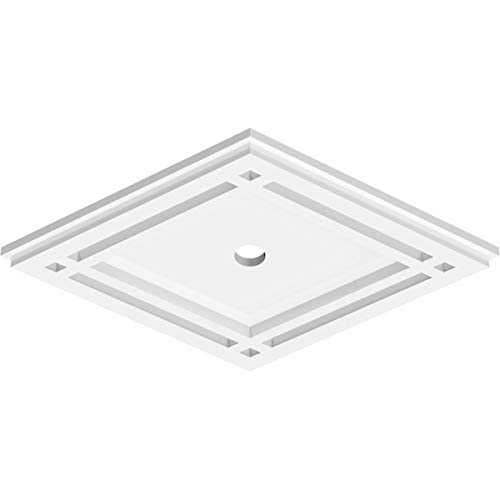 Image of Ekena Millwork CMP16X10DD-01000 Diamond Architectural Grade PVC Contemporary Urethane Ceiling Medallions 16 inchW x 10 5 /8 inchH x 1 inchID x 5 1 /2 inchC x 1 inchP
