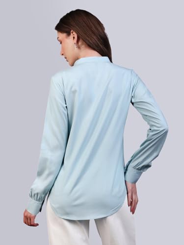 Image of Urbano Fashion Women's Modal Viscose Full Sleeve Regular Fit Casual Solid Shirt with Mandarin Collar