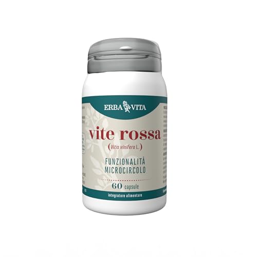 ERBA VITA Integratore Alimentare di Vite rossa - 60 Capsule - Utile al microcircolo, in particolare sostiene gli arti inferiori