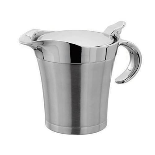 Flaroey Dispensador de jugo de pulpa de doble capa de acero inoxidable, olla para jugo de carne, tarro para aderezo, suministros de cocina, olla para salsa, elaboración delicada