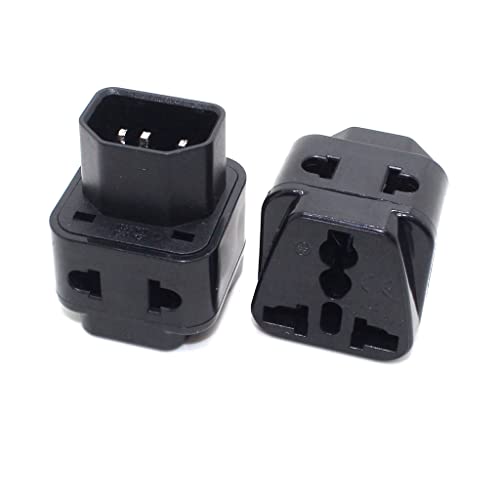 Image of (2 Pack) Toptekits C14 to Nema 5-15R Power Adapter ,IEC C14 to Universal Female AU US UK EU (2in1) Adapter Power Plug /Socket(C14 to Universal)