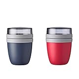  Mepal Lunchpot Ellipse Mini 2-er Set Lunchbox Essensbehälter (Nordic Denim + Nordic red)