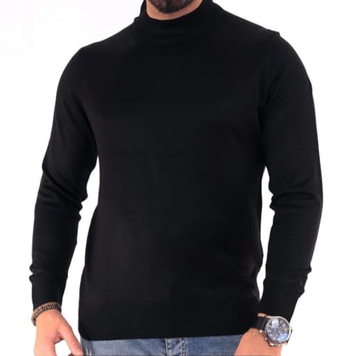 Pull col montant homme chaud tricot léger vêtement d'hiver ajusté