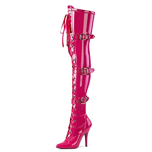 Bottes au-dessus du genou vernies pour pole dance et soirées en talons aiguilles 12cm