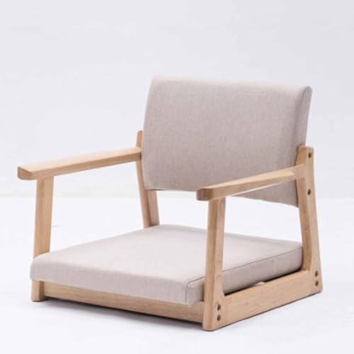 Chaise tatami avec accoudoirs siege bas ergonomique en bois