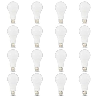 Amazon Basics A19 LED Light Bulbs 100 Watt Equivalent, Daylight White (5000K), Energy Efficient 15 W, Non-Dimmable, 10,000 Hour Lifetime, 16 count (Pack of 1)
