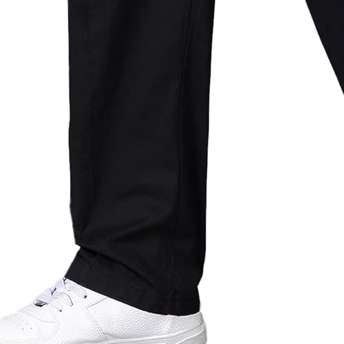 Men's Cotton Relaxed Fit Pants Elastic Waist Casual Pants Straight-Leg Regular Simple Joggers Trousers4