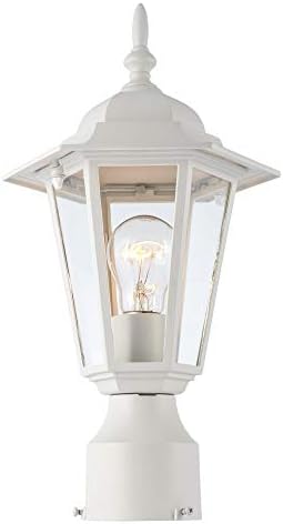 YaoKuem Outdoor Post Light, Pole Lantern, E26 Base 60W Max, Metal Housing Plus Glass, Wet Location Rated, Bulbs not Included, White
