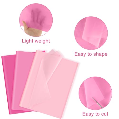 Image of NEBURORA Assorted Pink Tissue Paper Set 60 Sheets Gift Wrapping Paper Paper Bulk 3 Colors for DIY Birthday Wedding Baby Shower Easter Gift Wrapping Decoration