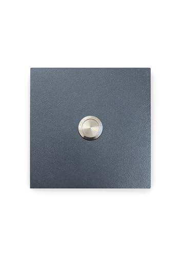KTC-Home Sonnette de porte de qualité supérieure - Anthracite - Bouton poussoir plat - Dimensions : 11 x 11 cm - RAL 7016 - Résistant aux UV et aux intempéries - Revêtement par pulvérisation