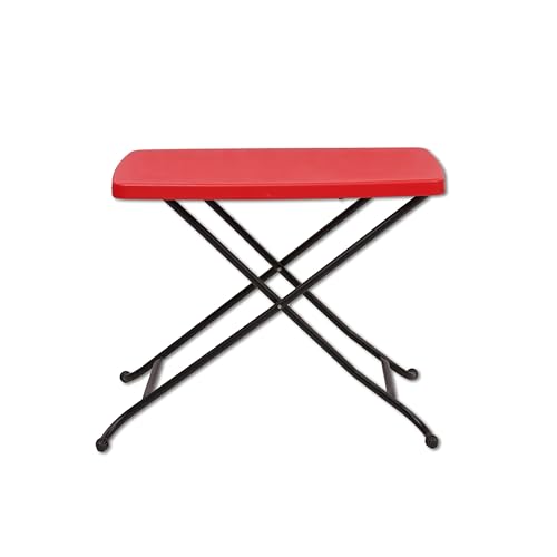 Image of Supreme Furniture Civic Multi-Purpose 3 Height Adjustable Rectangle Plastic Table,Portable for Study, Office, Work from Home, School, Living, Laptop, Bed, Indoor & Outdoor(Red)