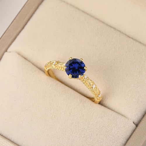 10K 14K 18K Gold Vintage Gemstone Engagement Rings for Women with Moissanites/Diamonds 1 Carat Round Vintage Birthstone Promise Anniversary Rings Size 3-163