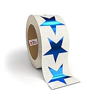 1.5\" Star Adhesive Label Stickers, 500 Stickers per Roll,1-1/2 Inch for Teachers, Parents, and Kids - Made in The USA (Blue FOIL)