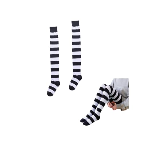 Image of Extra Long Striped Thigh High Socks Cute Soft Cotton Over the Knee Retro