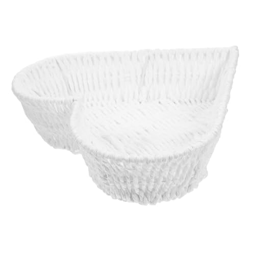 GRADENEVE Cesta De Almacenamiento Forma De Corazón Tejida con Cuerda De Papel Cesta Decorativa Multifuncional para Frutas Verduras Y Pan para Decoración De Mesa San Valentín Y Ocasiones Especiales