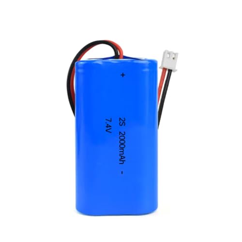 Batterie Li-ion 7,4 V 2000 mAh de rechange RC batterie rechargeable intégrée 18650 x 2 cellules pour voitures, avions, lumières de pêche, sonnette,...