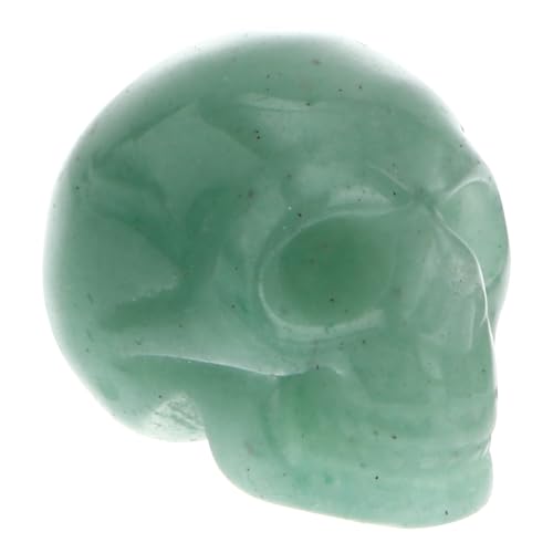 CrâNe De Cristal Sculpté en Jade Naturel - Mini Ornements DéCoratifs Bureau Forme De CrâNe De Jade pour Maison Et Bureau Halloween - Ornements en Pierre PréCieuse Vert, 1 Pouce