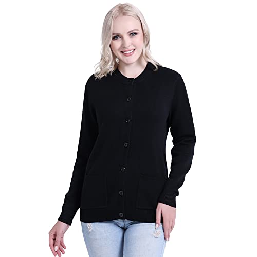 SMILING PINKER Womens Cardigan Sweater Button Down Thick and Soft Mother Grandmother Gift(XL,Black)