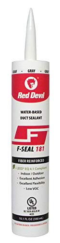 Red Devil 0846DX F-Seal 181 Fiber Reinforced Water Based Duct Sealant, 10.1 oz, Gray, 24 Pack