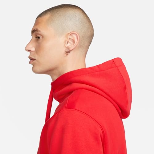 Image of Nike Men's Polyester Cotton Hooded Neck Hoodie (BV2645-657-Small Red S)